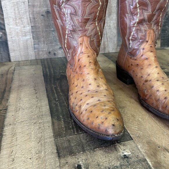 Dan Post Vintage Full Quill Ostrich Western Cowboy Boots Mens 9.5 D - Picture 11 of 12